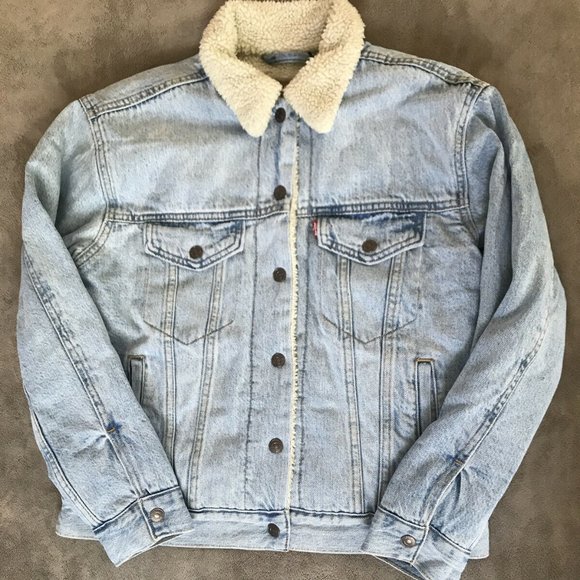 Levi's Trucker Sherpa Jacket Ex-Boyfriend XS NWT - Picture 3 of 6